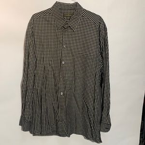 Zegna- black and white checkered shirt w/ front pocket - medium weight